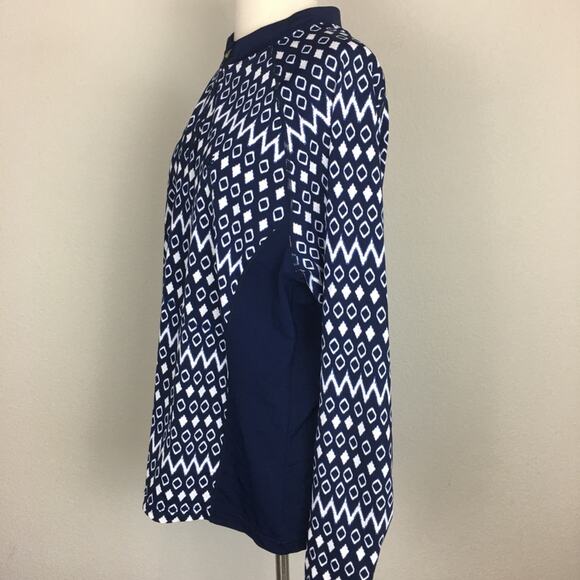 Coolibar Navy Print Sun Protection Long sleeve  Quarter Zip XXL - Picture 4 of 8